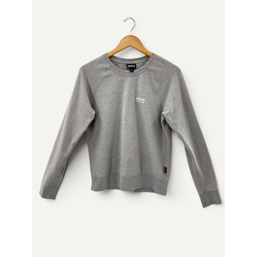 Patagonia Mens Organic Cotton Sweatshirt Gray Raglan Sleeve Pullover Gorpcore